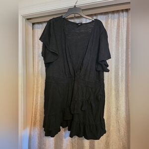 Torrid Black V-Neck Dress with Ruffles